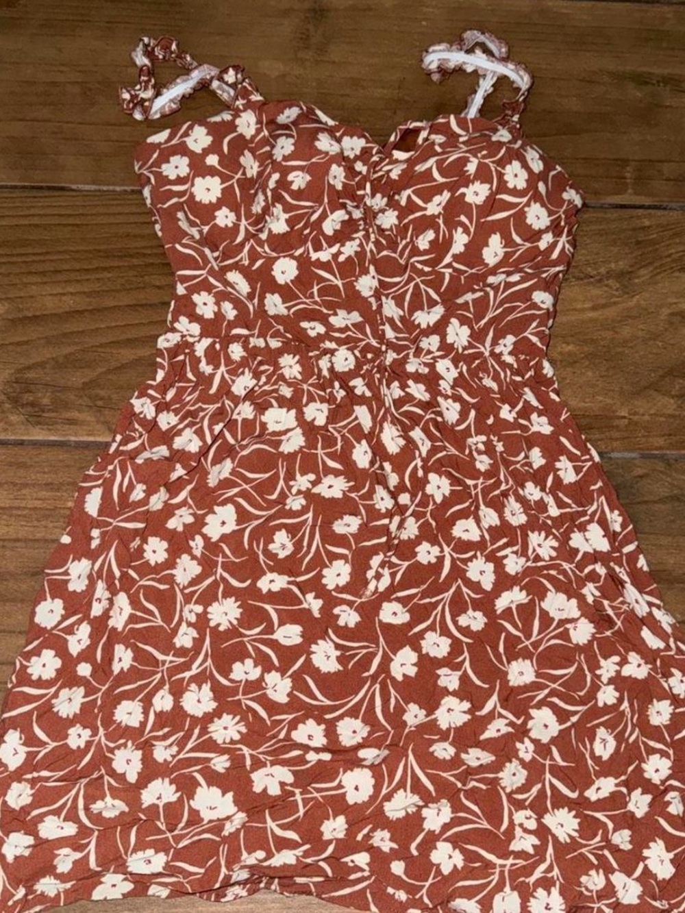 As U Wish Rust and White Floral Sundress